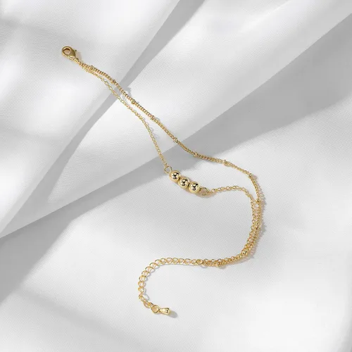 Vista 7 de Pencros Pulsera de oro en capas de oro de 14 quilates, delicada cadena ovalada de perlas para mujeres y niñas