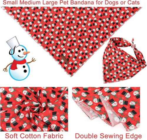 Vista 5 de Bandana de Navidad para perro, bufanda triangular de árbol de Navidad para perros pequeños y medianos, pañuelo de algodón rojo para mascotas, lindo