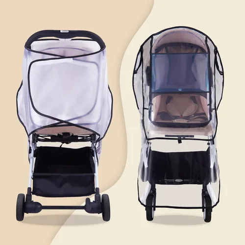 Vista 7 de Bemece Funda para carriola universal, accesorio para cochecito de bebé, protección contra el clima para viajes de verano, a prueba de viento e