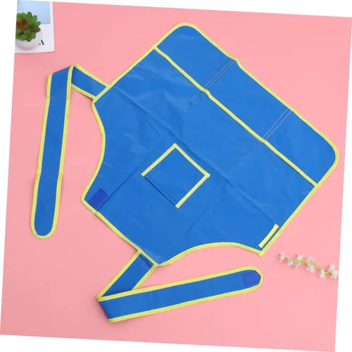 Vista 9 de OUNONA Delantal de arte para pintar y dibujar de bricolaje azul para edades