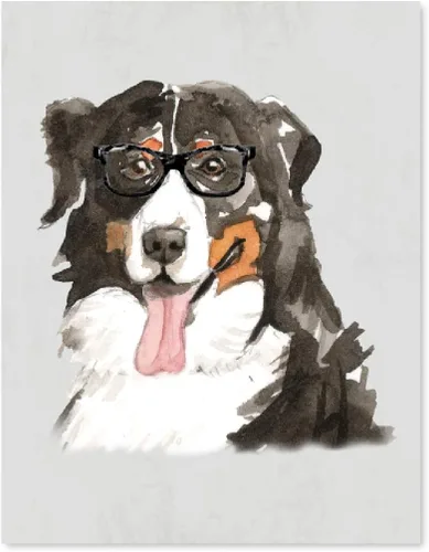 Vista 190 de Andaz Press Póster impreso para pared de perro, 8.5 x 11 pulgadas, Bulldog inglés con gafas negras, 1 paquete, regalo de cumpleaños de Navidad, sin