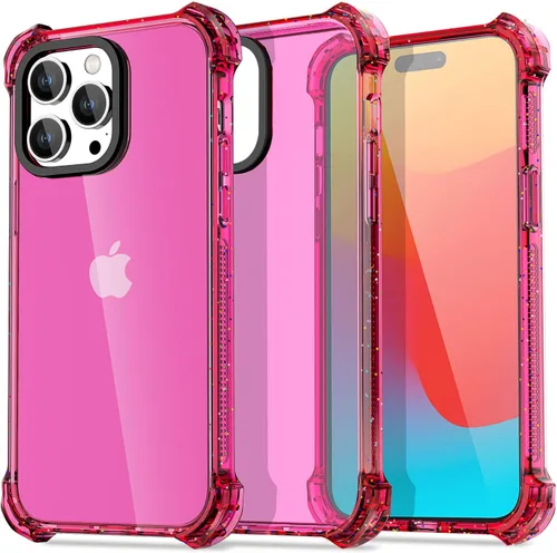 Vista 42 de AICase Funda Rebote Rosa Neón Brillante Compatible con iPhone 15, Transparente a Prueba de Impactos Resistente a Golpes Linda Femenina Adolescente