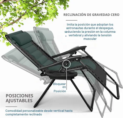 Vista 4 de Nestl Silla acolchada de gran tamaño de gravedad cero, silla de salón Negro/Verde (Black/Forest Green)