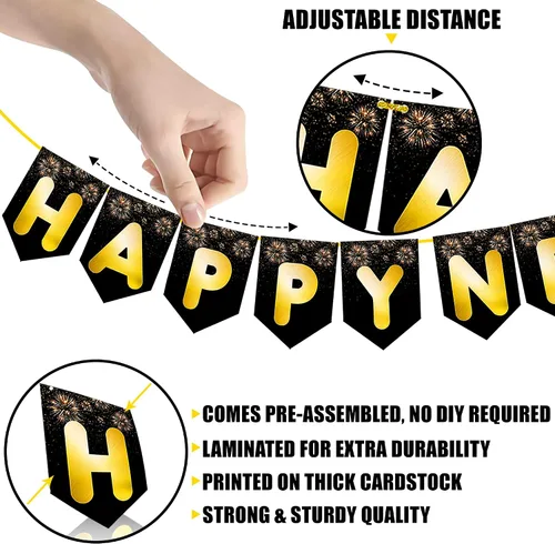 Vista 5 de KatchOn Cartel de Feliz Año Nuevo 2025 – Grande de 10 pies, No DIY Cartel de Año Nuevo Telón de fondo para decoraciones Suministros de fiesta