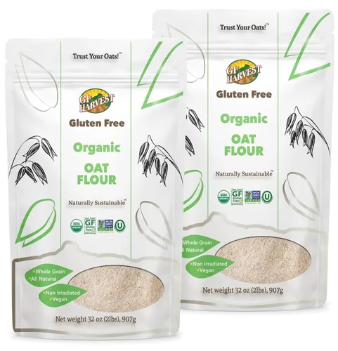 Vista 8 de GF Harvest Harina de avena integral orgánica sin gluten, bolsa de 32 onzas