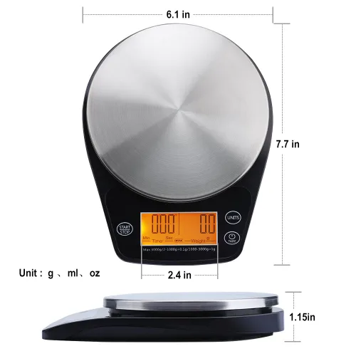 Vista 5 de ERAVSOW - Báscula de café con temporizador, básculas digitales de café de goteo manual, báscula precisa de 3 kg/0,1 g para café expreso y café por