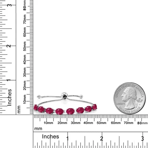 Vista 103 de Gem Stone King Pulsera de plata de ley 925 con piedra natal ovalada de 0.276 x 0.197 in para mujer, totalmente ajustable hasta 9 pulgadas