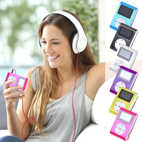 Vista 6 de Reproductor de MP3 para deportes, reproductor de música portátil USB de viaje con altavoz, pantalla LCD, música digital, tiempo de espera Negro