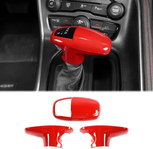 Vista 10 de CheroCar Funda para perilla de palanca de cambios Dodge Accesorios internos para Dodge Challenger Charger 2015-2022, para Dodge Durango 2018-2022