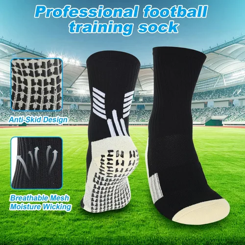 Vista 4 de Jspupifip Calcetines de fútbol antideslizantes, calcetines de fútbol antiampollas, calcetines deportivos con agarre deportivo para hombres, mujeres