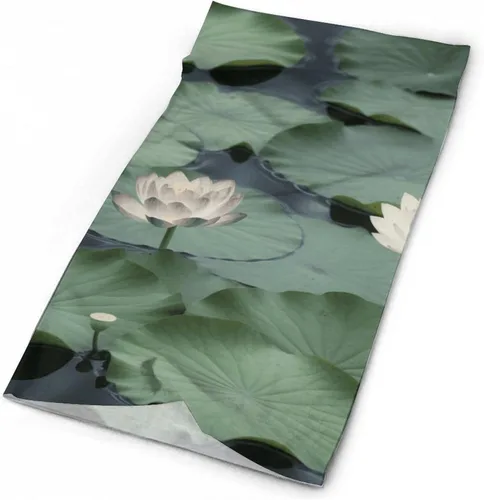 Vista 3 de Black Lily Pads - Polaina para el cuello para hombres y mujeres, protección solar UPF 50+, pasamontañas, máscara facial que absorbe la humedad