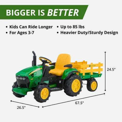 Vista 2 de Peg Perego John Deere - Tractor de fuerza terrestre con remolque de 12 voltios para montar