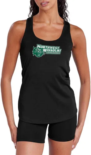 Vista 193 de Camiseta deportiva sin mangas oficial de NCAA Collegiate para mujer, con espalda cruzada, colección con logotipo primario