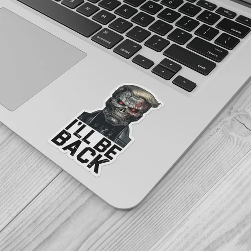 Vista 4 de Trump Trumpinator I Will Be Back - Adhesivo para parachoques Decoración de automóvil, computadora portátil, botella de agua, pared, ventana