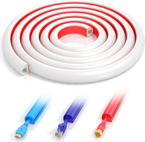 Vista 7 de Ocultador de cables de TV autoadhesivo de 157 pulgadas, gestión de cables flexibles de audio para el hogar, canaletas de cable coaxial RG6