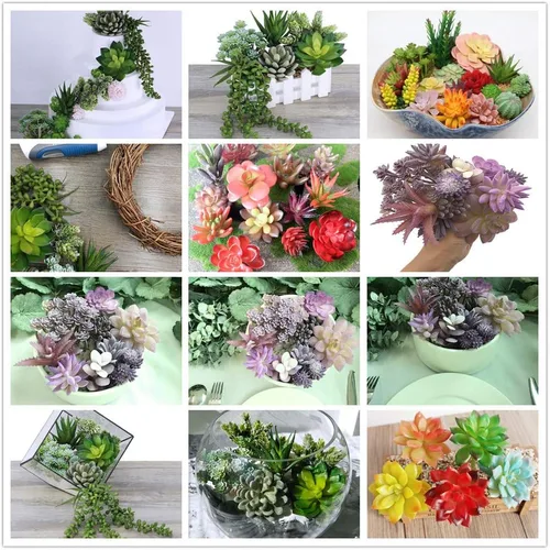 Vista 7 de Zhiheng Plantas suculentas artificiales surtidas (mutil)