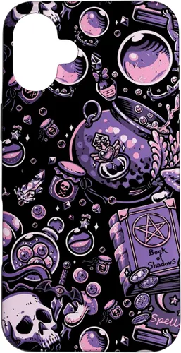 Vista 22 de Funda linda para iPhone 16 Witch's Essentials Pattern Witchy Design Halloween