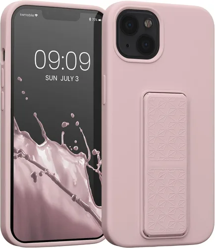 Vista 19 de kwmobile Funda compatible con Apple iPhone 13 - Funda con correa de mano y soporte revestimiento de silicona TPU suave - Azul Báltico
