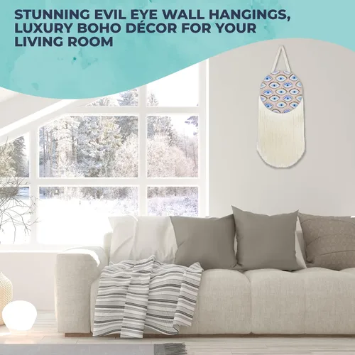 Vista 6 de Walbrook Decoración de pared rosa contra el mal de ojo, colgante turco, atrapasueños, dije de nazar azul, decoración bohemia