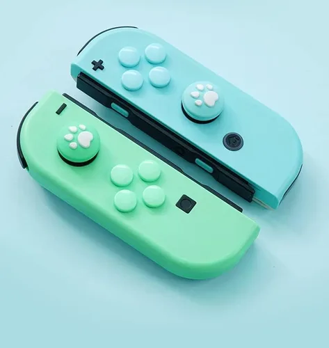Vista 6 de ABXY - Adhesivo para botones de teclas para Nintendo Switch Joycon Controller Thumb Stick Grip Cap Funda protectora (rosa + blanco)