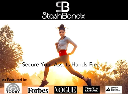 Vista 7 de StashBandz Unisex Travel Money Belt, Running Belt, Fanny and Waist Pack, 4 Large Security Pockets -1 Zipper Pocket, Fits All Size Phones Passport