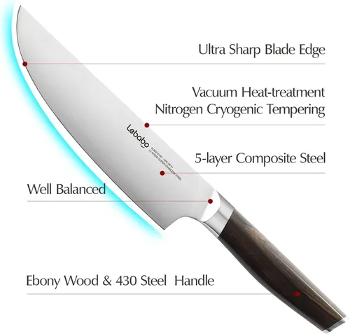 Vista 2 de Cuchillo de chef, cuchillo de cocina de 8 pulgadas para cortar y cortar