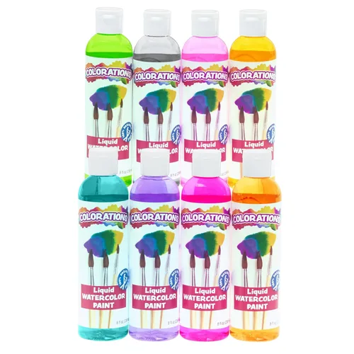 Vista 17 de Colorations Pintura líquida para acuarela sin parabenos, juego de 8 colores vibrantes, 8 onzas líquidas, no tóxica y fabricada en los Estados Unidos
