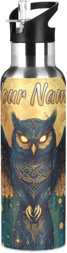 Vista 76 de Botella de agua de dragón de fuego con tapa con pajita de 20 onzas Multi colorido