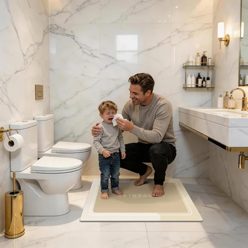 Vista 4 de Tapete de baño, tapetes de baño súper absorbentes, antideslizantes, de secado rápido, tapetes de goma fina para piso de baño que caben debajo