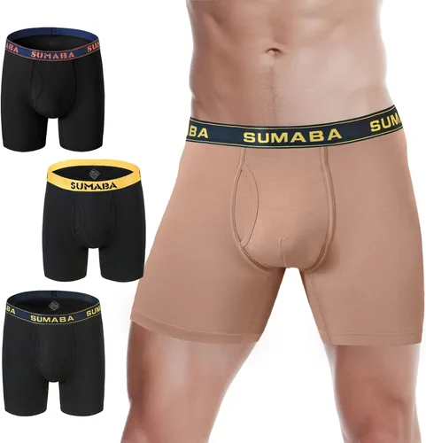 Vista 20 de SUMABA Calzoncillos tipo bóxer de pierna larga para hombre, con bolsa que no se suben para hombre 1 paquete: verde militar02