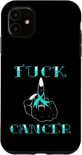 Vista 8 de Fuck Cancer Tattoos Survivor Teal Ribbon Ovarian Cancer Case for iPhone 16