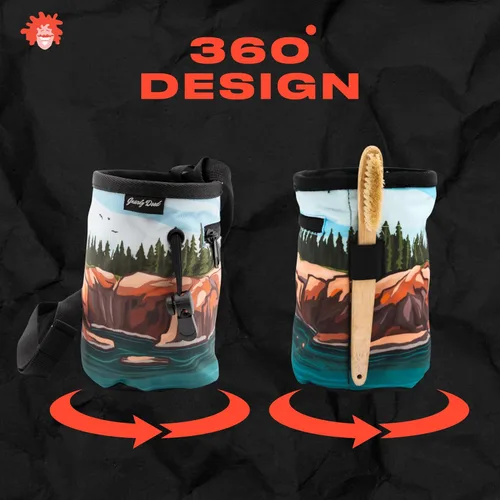 Vista 3 de Bolsa de tiza para escalada en roca, para exteriores, gimnasio y bouldering, cinturón ajustable, cierre de cordón duradero y bolsillo con cremallera