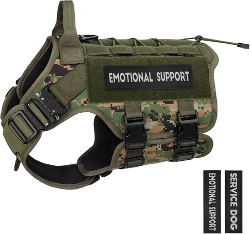 Vista 14 de PETNANNY - Chaleco táctico para perro de servicio - Arnés de apoyo emocional sin tirones con parches de gancho y bucle y sistema Molle para Negro