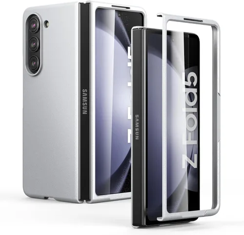 Vista 13 de Funda delgada para Galaxy Z Fold 5, [película de pantalla frontal dura transparente incorporada + parte trasera de policarbonato duro]