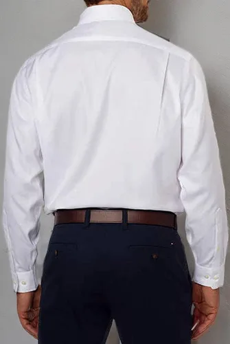 Vista 5 de Kirkland Signature - Camisa de vestir para hombre, 100% algodón, ajuste a medida, color blanco, 16 x 35, Blanco