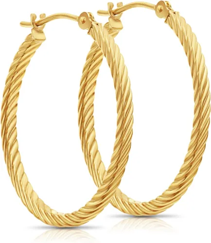 Vista 7 de Pendientes de aro de tubo cuadrado trenzado de oro amarillo de 14 k