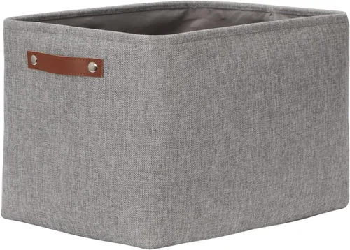 Vista 53 de DULLEMELO Cesta de almacenamiento pequeña para estantes, pequeña cesta plegable de tela rectangular para estantes, armarios, guardería, hogar Beige
