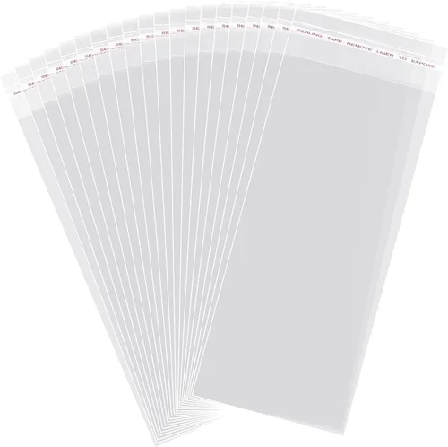Vista 8 de Bolsas de celofán autosellantes, bolsa para barra de pretzel, bolsas de celofán resellables transparentes de 2 x 10 pulgadas, autoadhesivas, 100