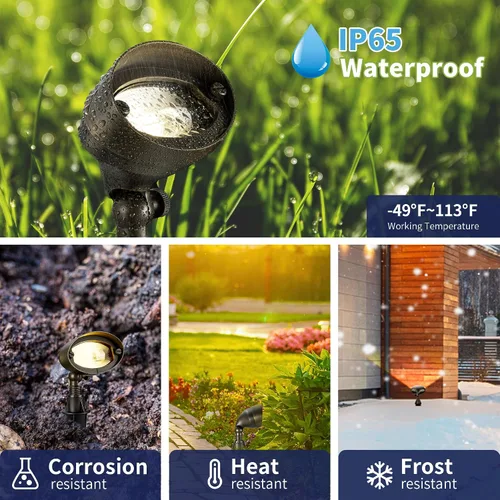 Vista 4 de Gardenreet Luz de inundación de latón macizo - Luz LED de paisaje de lavado de pared de bajo voltaje, para exteriores, 12 V, cableada, impermeable