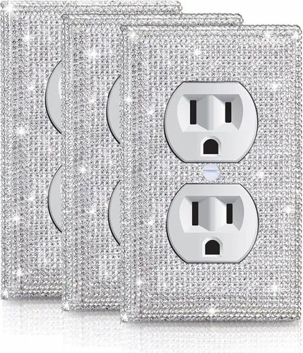 Vista 23 de 1 PC Placa de Pared de Diamantes de Imitación Plateados Brillantes Cubierta de Interruptor de Luz Cubiertas de Interruptor Placas de Pared Diamantes