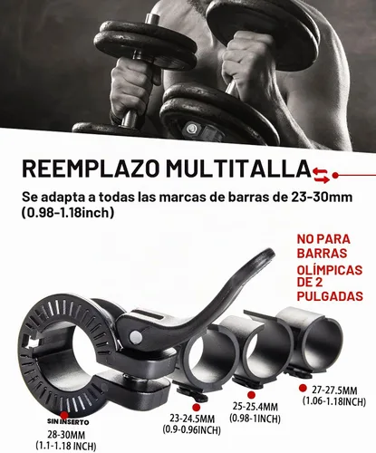 Vista 4 de Mini clips de barra de 1 pulgada I collar de barra ajustable de varios tamaños I Abrazaderas de barra de 1 pulgada, clips de peso de liberación Negro
