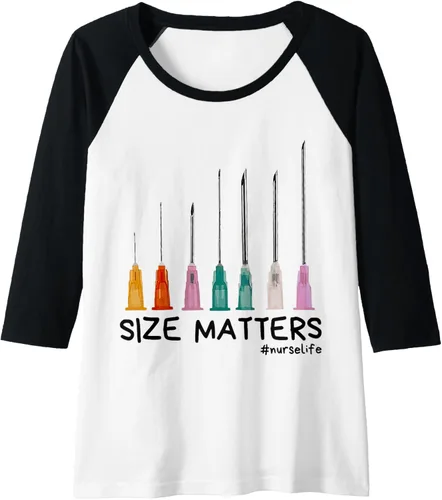 Vista 3 de Needle Size Matters Camiseta de béisbol raglán divertida de enfermería CNA Nurse Life, Negro