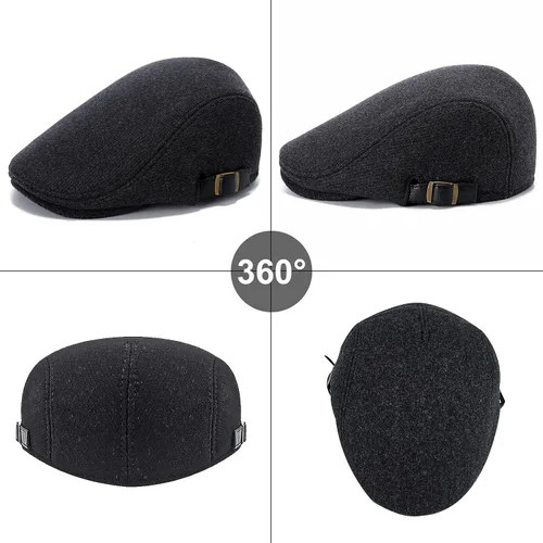 Vista 2 de Gorro de boina para hombre, gorra plana de algodón, ajustable, gorra de cabbie Gatsby Ivy