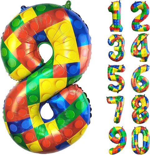 Vista 29 de Globo grande de 32 pulgadas de bloque de construcción número 0 globo grande