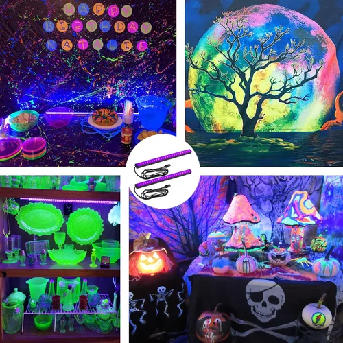Vista 4 de Barra de Luz Negra 10W Tira de Luz Negra UV para Fiesta Brillante: 1 pie USB Portátil LED Suministros de Fiesta para Pintura Corporal, Escenario