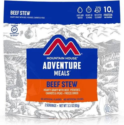 Vista 2 de Mountain House Estofado de carne Alimentos liofilizados para mochileros y campamentos 2 porciones Tazón de fajita de pollo y sin gluten