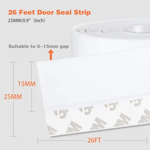 Vista 22 de MIKOSI cinta de sellado de silicona de 26 pies, cinta adhesiva para puertas, ventanas, huecos de duchas