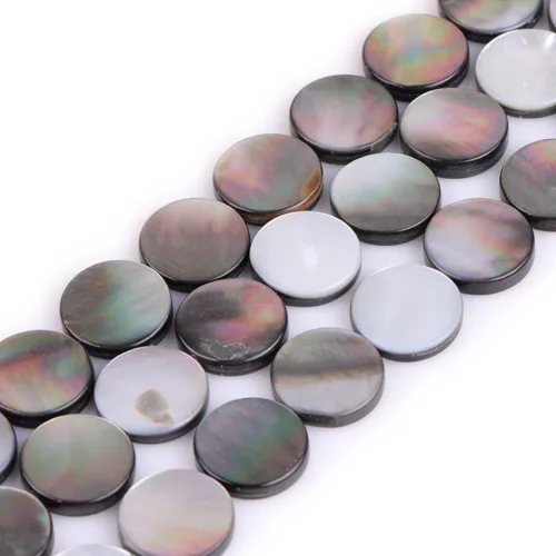 Vista 14 de GEM-Inside - Cuentas sueltas de ágata negra natural de 0.630 in, moneda de cristal de rayas energéticas para hacer joyas, 15 pulgadas