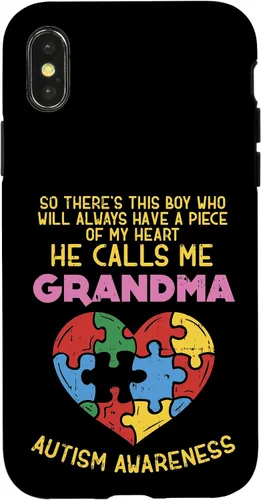 Vista 5 de Grandma Autism Awareness Austistic Boy Piece My Heart Case for iPhone 17