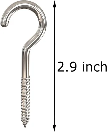 Vista 2 de Axe Sickle Gancho de tornillo grande resistente de 3 pulgadas Gancho de techo Gancho de taza de plata 20 piezas